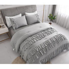 King Size Bedding Sets Grey Ruffled Pinch Comforter Set Chic Pintuck Duvets